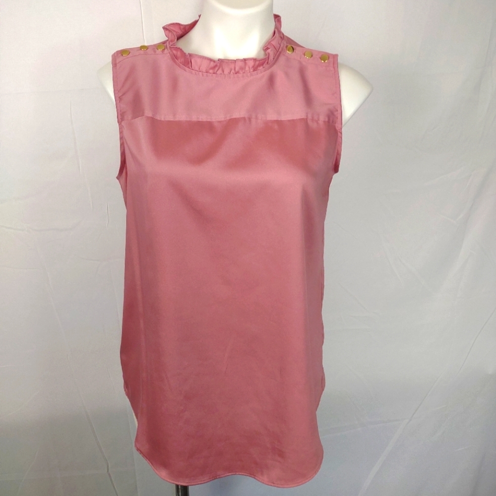 Loft pelham collar women tank top size medium color pink gold button